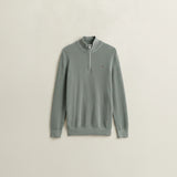 GANT Textured Cotton Half-Zip Sweater Ceramic In Grey