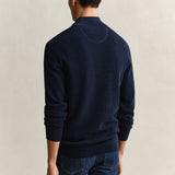 GANT Textured Cotton Half-Zip Sweater In Evening Blue