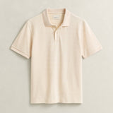 GANT Textured Stripe Polo Shirt Regular Fit In Cream White