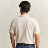 GANT Textured Stripe Polo Shirt Regular Fit In Cream White