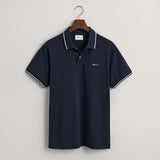 GANT Tipped Piqué Polo Shirt in Evening Blue