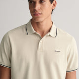 GANT Tipped Piqué Polo Shirt in Silky Beige