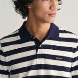 GANT Wide Striped Piqué Polo Shirt in Evening Blue