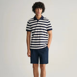 GANT Wide Striped Piqué Polo Shirt in Evening Blue