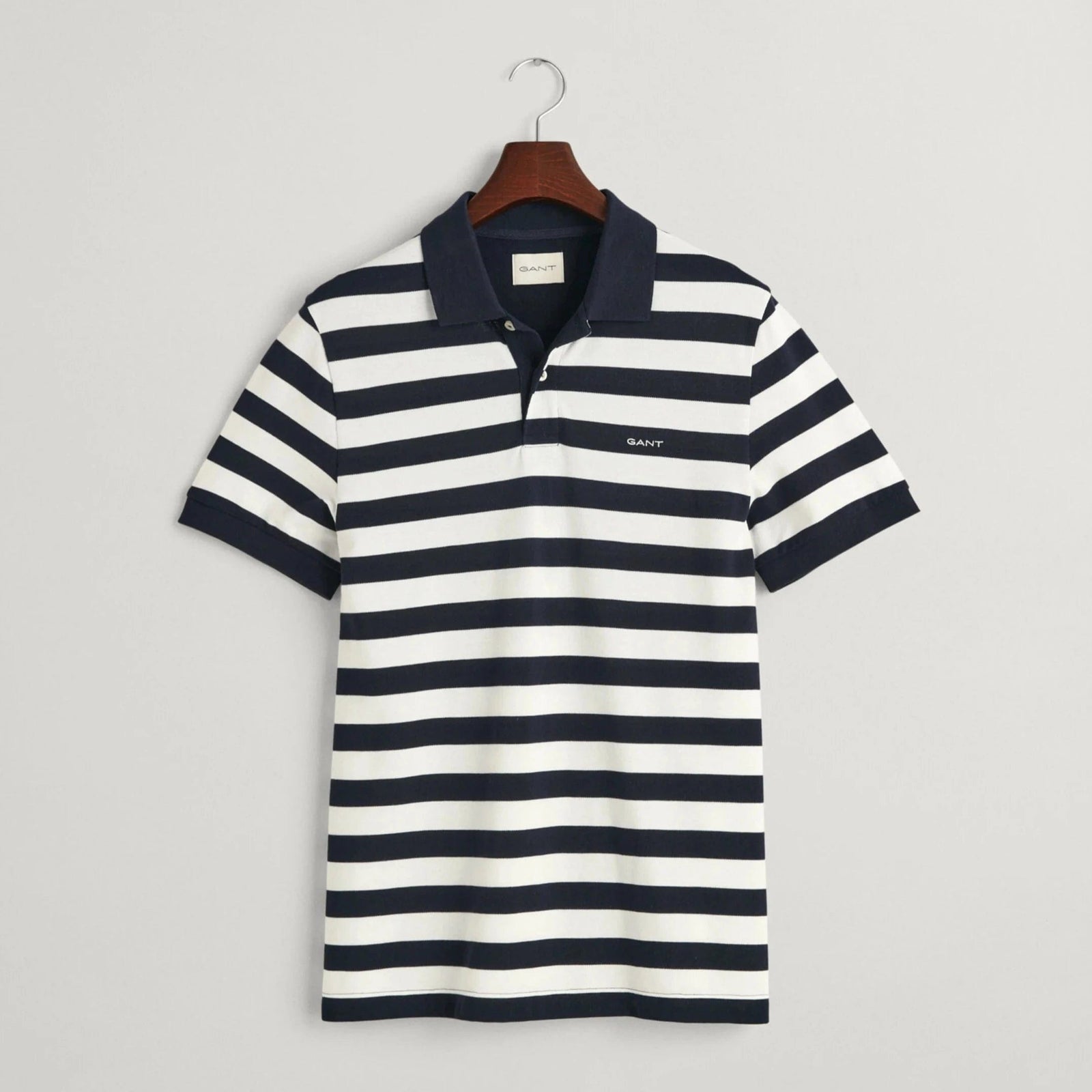 GANT Wide Striped Piqué Polo Shirt in Evening Blue
