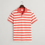 GANT Wide Striped Piqué Polo Shirt in Sunset Pink