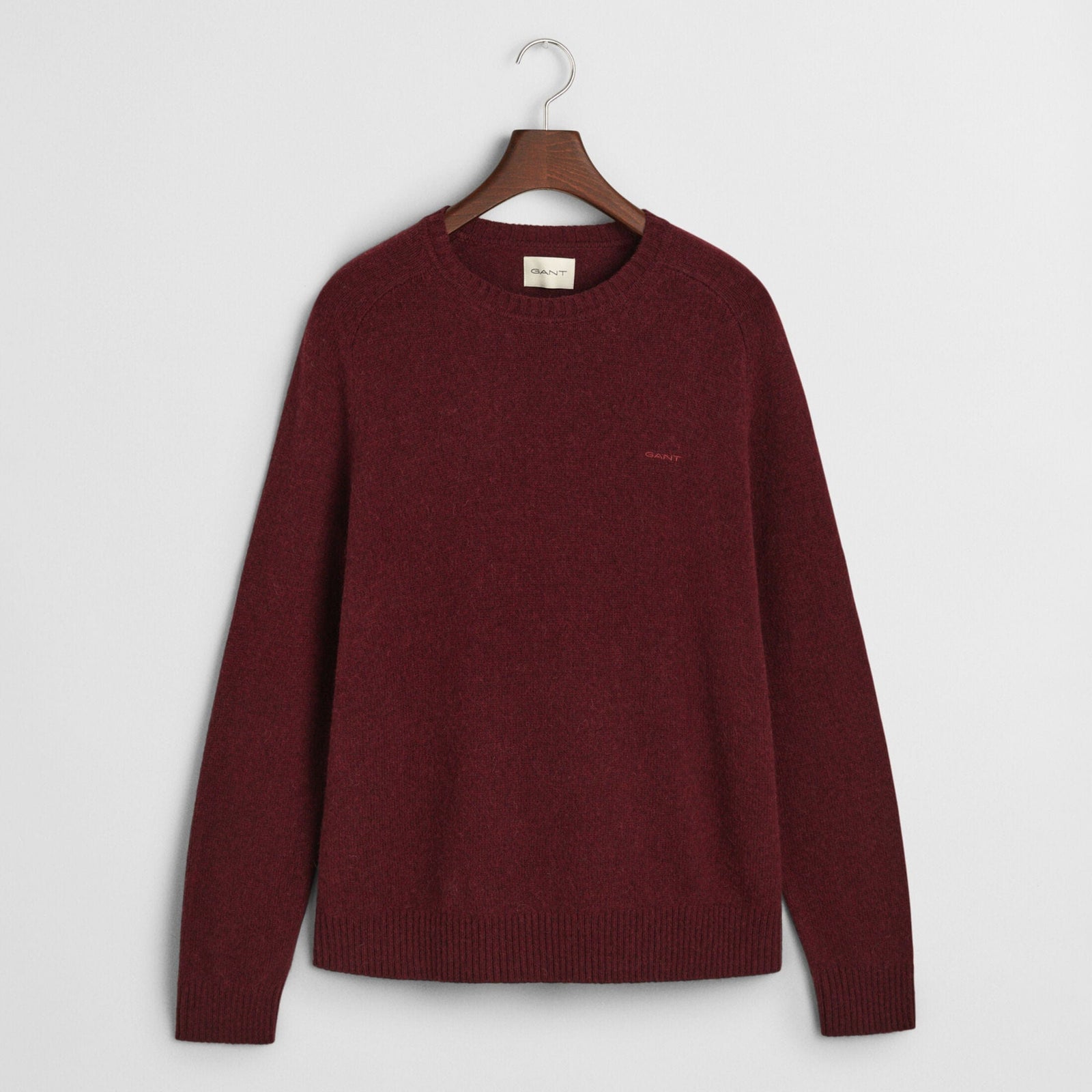 GANT Wool Blend Crew Neck Sweater In Burgundy