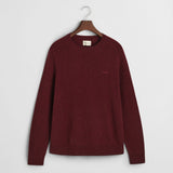 GANT Wool Blend Crew Neck Sweater In Burgundy