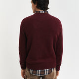 GANT Wool Blend Crew Neck Sweater In Burgundy