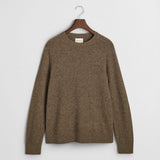 GANT Wool Blend Crew Neck Sweater In Hazelnut Melange