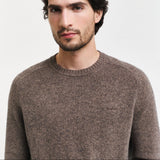 GANT Wool Blend Crew Neck Sweater In Hazelnut Melange