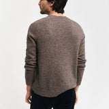 GANT Wool Blend Crew Neck Sweater In Hazelnut Melange