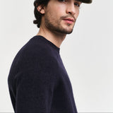 GANT Wool Blend Crew Neck Sweater In Navy Melange