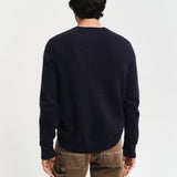 GANT Wool Blend Crew Neck Sweater In Navy Melange