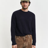 GANT Wool Blend Crew Neck Sweater In Navy Melange