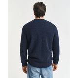 Gant Wool Blend Nepps Crew Neck Sweater In Evening Blue