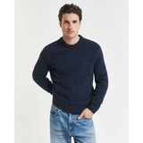 Gant Wool Blend Nepps Crew Neck Sweater In Evening Blue