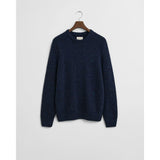 Gant Wool Blend Nepps Crew Neck Sweater In Evening Blue