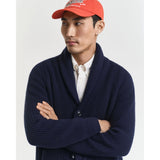 Gant Wool Blend Shawl Collar Cardigan In Evening Blue