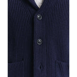 Gant Wool Blend Shawl Collar Cardigan In Evening Blue
