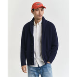 Gant Wool Blend Shawl Collar Cardigan In Evening Blue