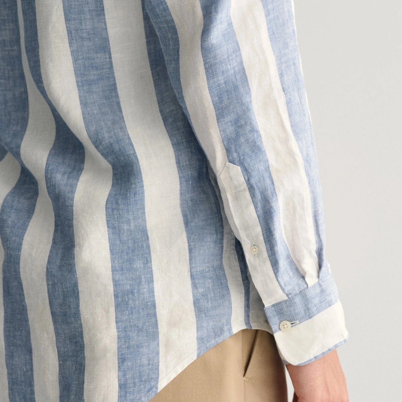 Gant Regular Fit Bold Striped Linen Shirt in Salty Sea