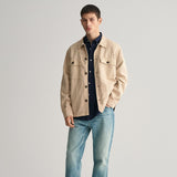 Gant Regular Fit Cotton Linen Short Sleeve Shirt in Evening Blue