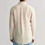 GANT Regular Fit Houndstooth Linen Shirt In Dry Sand