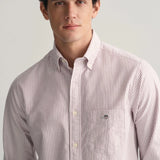GANT Regular Fit Banker Stripe Oxford Shirt in Beautyberry Purple