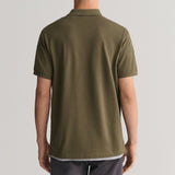 GANT Regular Fit Shield Piqué Polo Shirt in Juniper Green