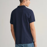 GANT Regular Fit Shield Piqué Polo Shirt in Evening Blue