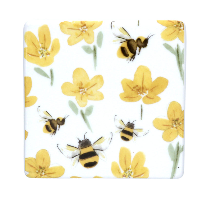 Gisela Graham Ceramic Buttercups & Bees Coaster