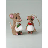 Gisela Graham Mice With Puddings (Set Of 2 Hanging Decorations)