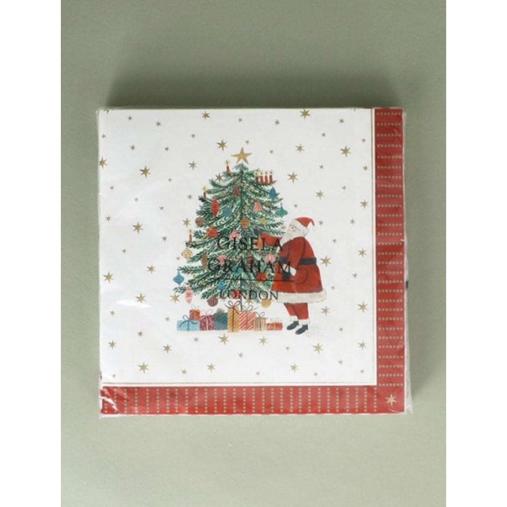 Gisela Graham Pack of 20 Napkins - Nostalgia Santa & Tree