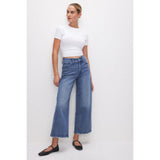 Good American Good Waist Cropped Palazzo Jeans In Indigo