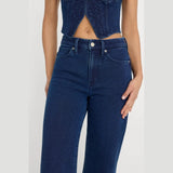 Good American Jeanius Crop Palazzo In Dark Wash