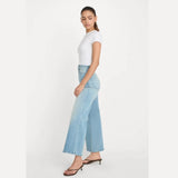 Good American Soft Tech Good Waist Palazzo Cropped Jeans In Indigo1225