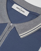 Gran Sasso Tennis Zip Polo Shirt in Pale Blue