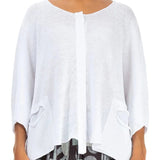 Grizas Button Band Boxy White Linen Cardigan