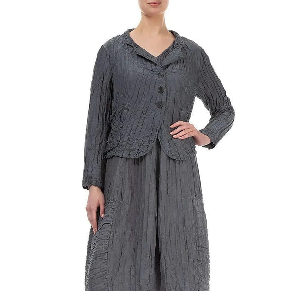 Grizas Short Crinkled Storm Grey Silk Jacket
