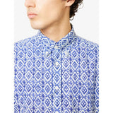 Hackett Batik-print Long-sleeve Cotton Shirt In Blue