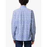 Hackett Batik-print Long-sleeve Cotton Shirt In Blue
