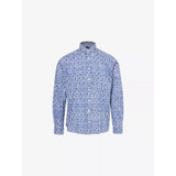 Hackett Batik-print Long-sleeve Cotton Shirt In Blue