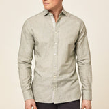 Hackett Cotton Linen Selvedge Shirt Green