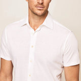 Hackett Cotton Linen Short Sleeve Shirt White