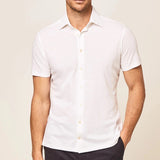 Hackett Cotton Linen Short Sleeve Shirt White