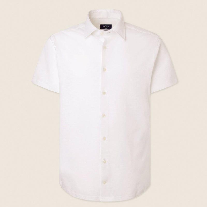 Hackett Cotton Linen Short Sleeve Shirt White