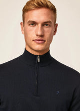 Hackett Cotton Silk Half Zip Navy