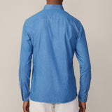 Hackett Denim Polka Dot Print Shirt In Denim Blue