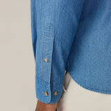 Hackett Denim Polka Dot Print Shirt In Denim Blue